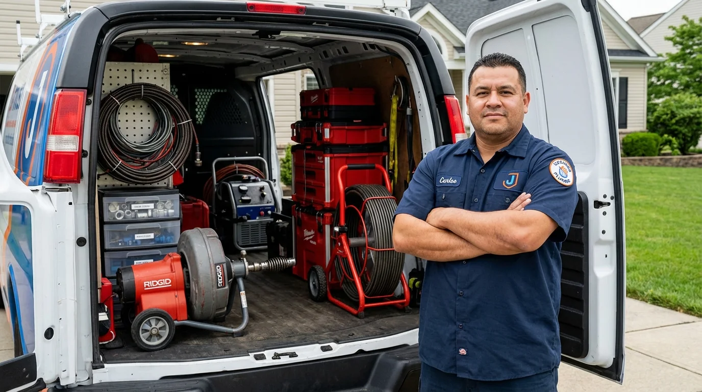 Professional drain cleaning equipment and Johns Plumbing LLC plumber in Ronceverte