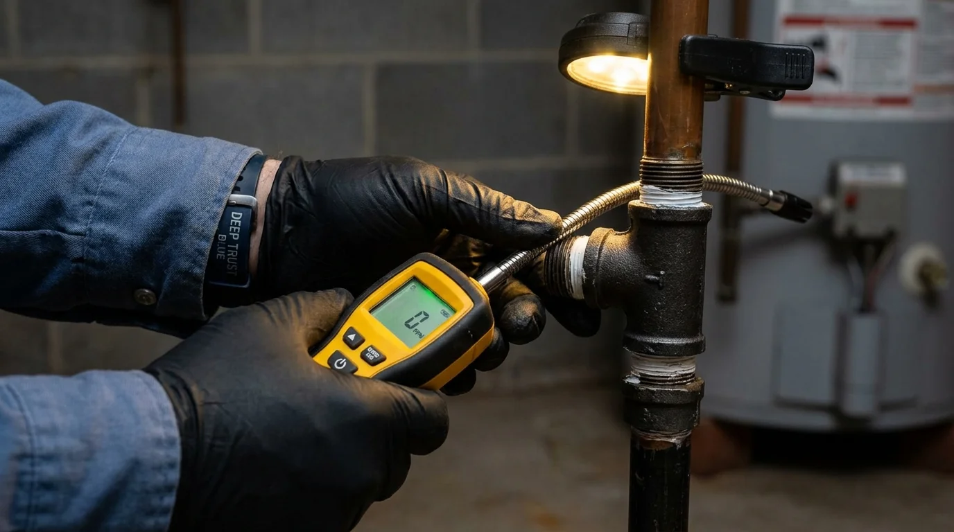 Gas leak detection with electronic sniffer by Johns Plumbing LLC in Ronceverte