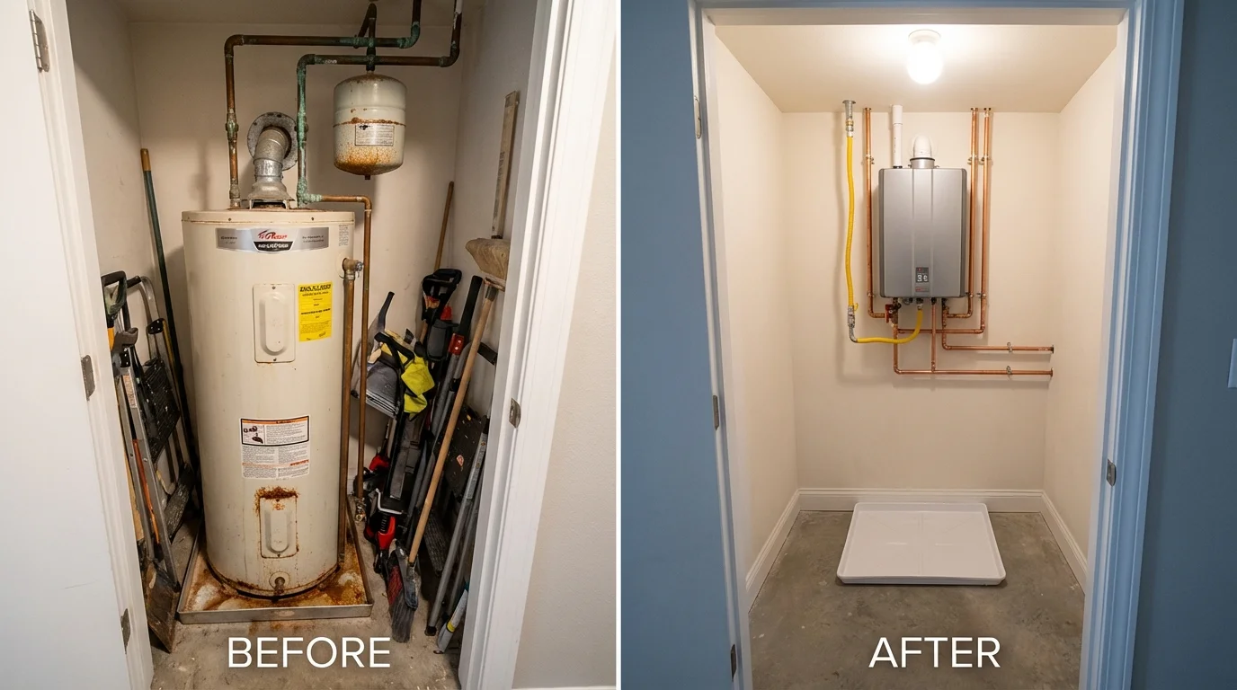 Tank water heater versus wall-mounted tankless unit comparison for Ronceverte, WV homeowners
